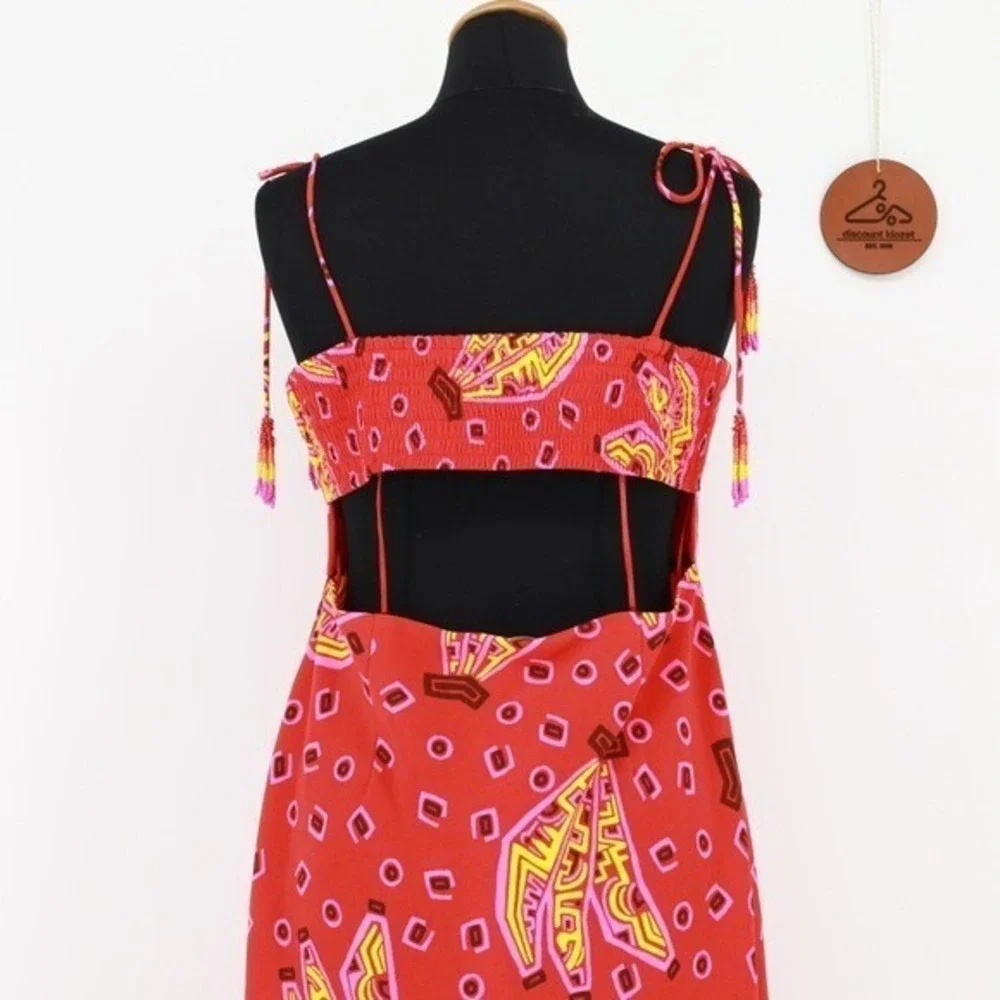 House of Harlow 1960 Banana Print Cutout Dress Beaded Tassels Medium NWT Resort - Picture 7 of 9
